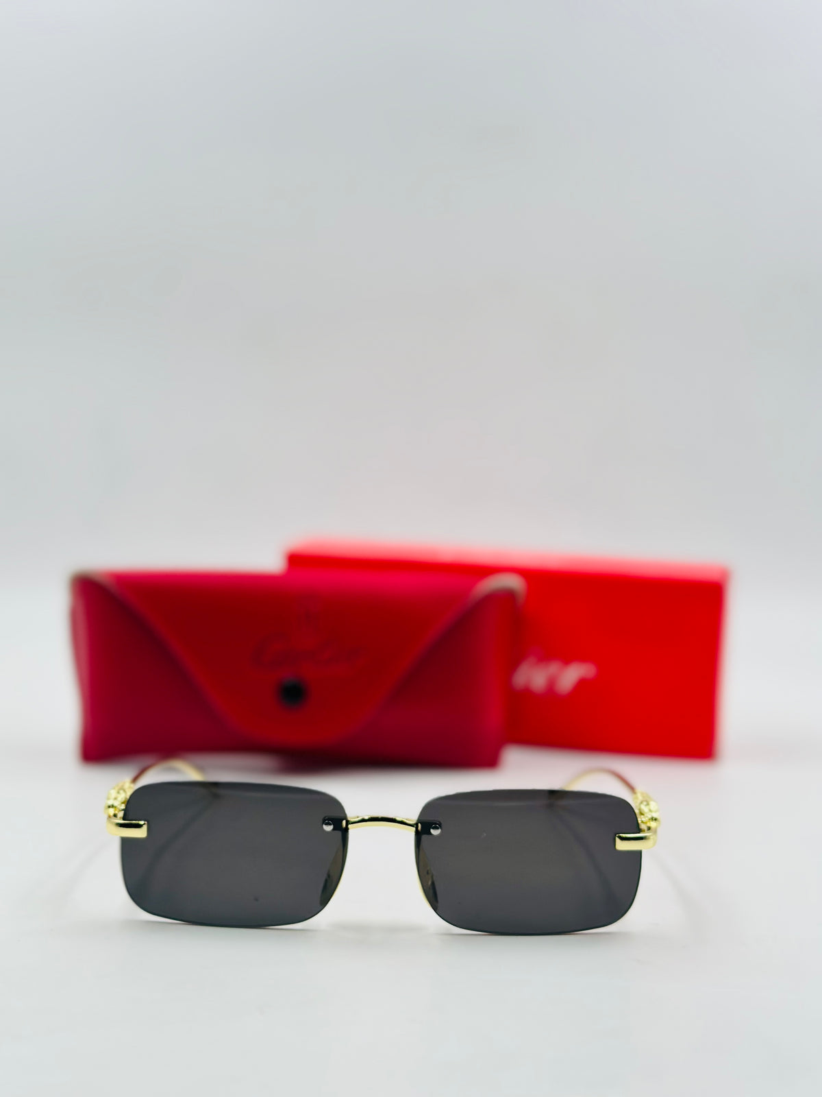 Cartier rimless Tiger Golden Sunglasses