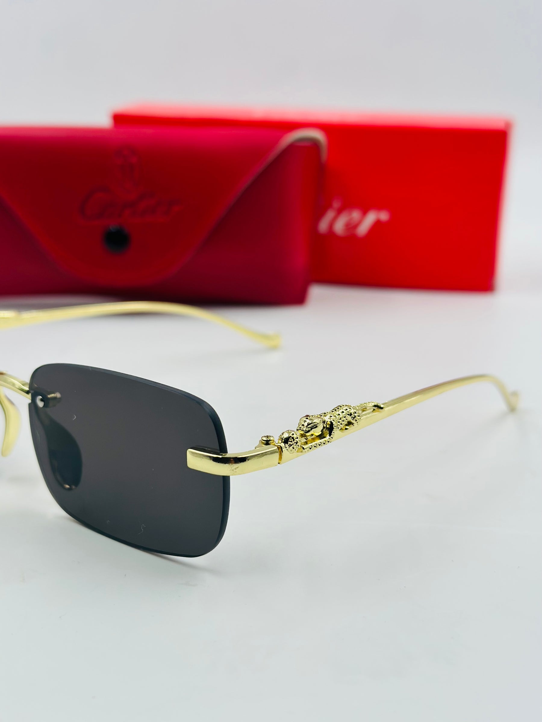 Cartier rimless Tiger Golden Sunglasses