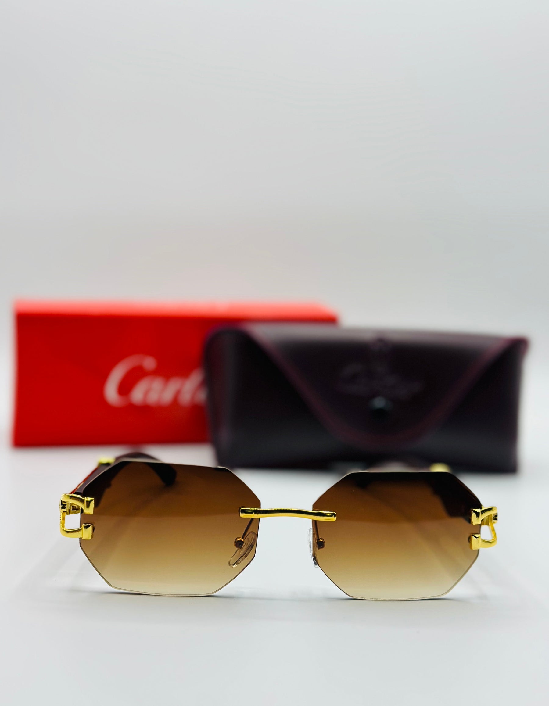 Top Trendy Cheetah 🐆 Cartier Rimless Luxury Sunglasses 🕶️