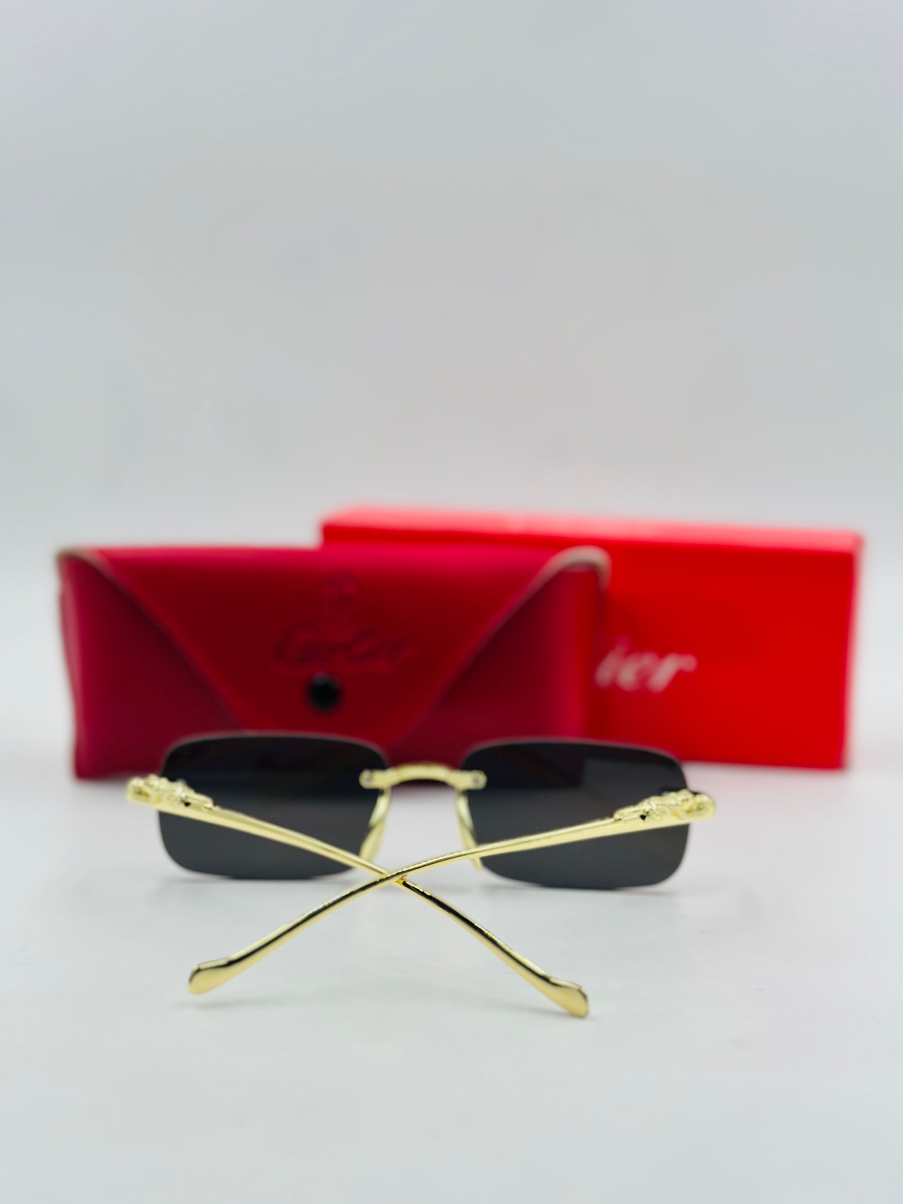 Cartier rimless Tiger Golden Sunglasses