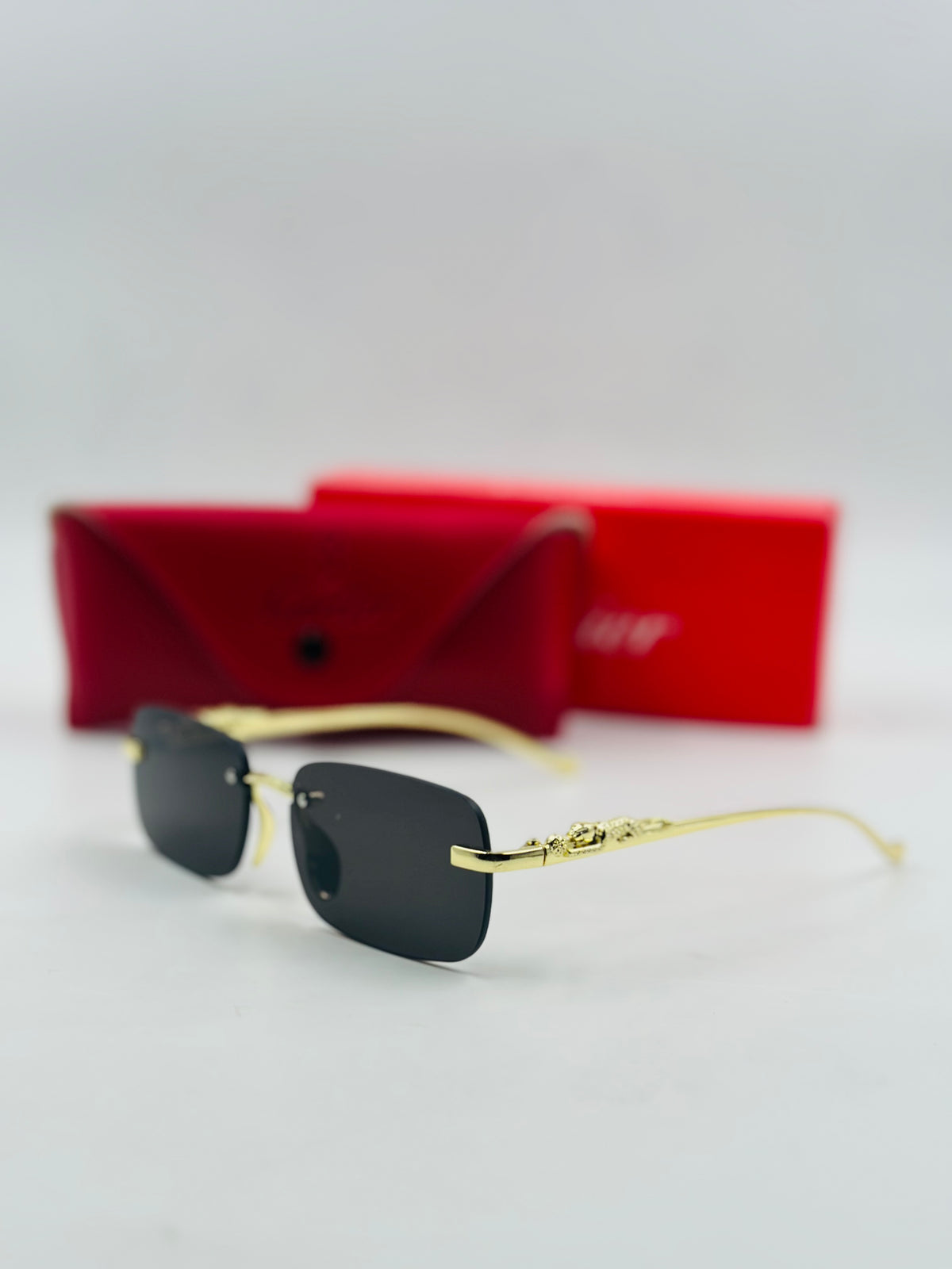 Cartier rimless Tiger Golden Sunglasses