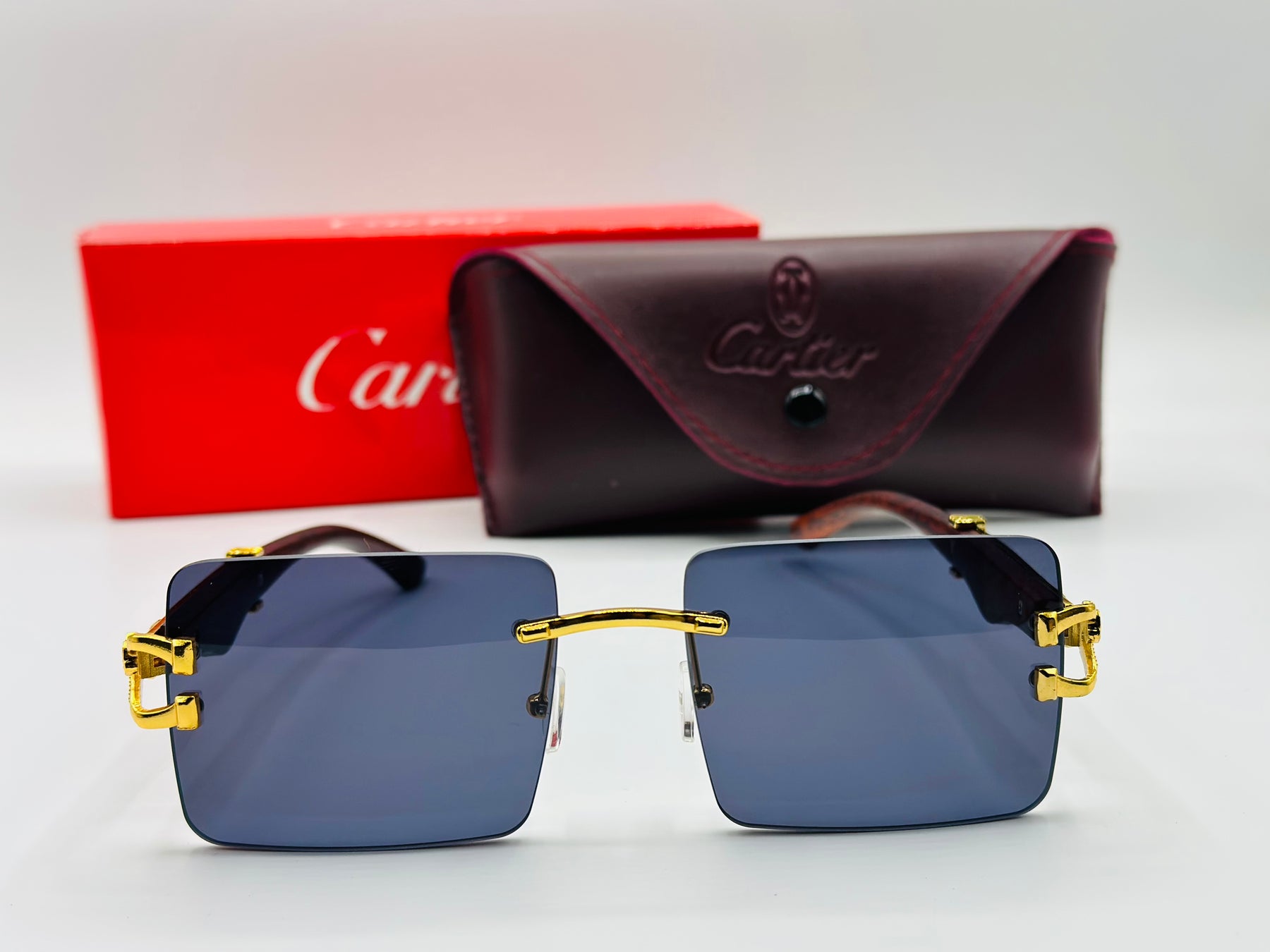 Top Trendy Cheetah 🐆 Rectangle Cartier rimless luxury sunglasses 🕶️