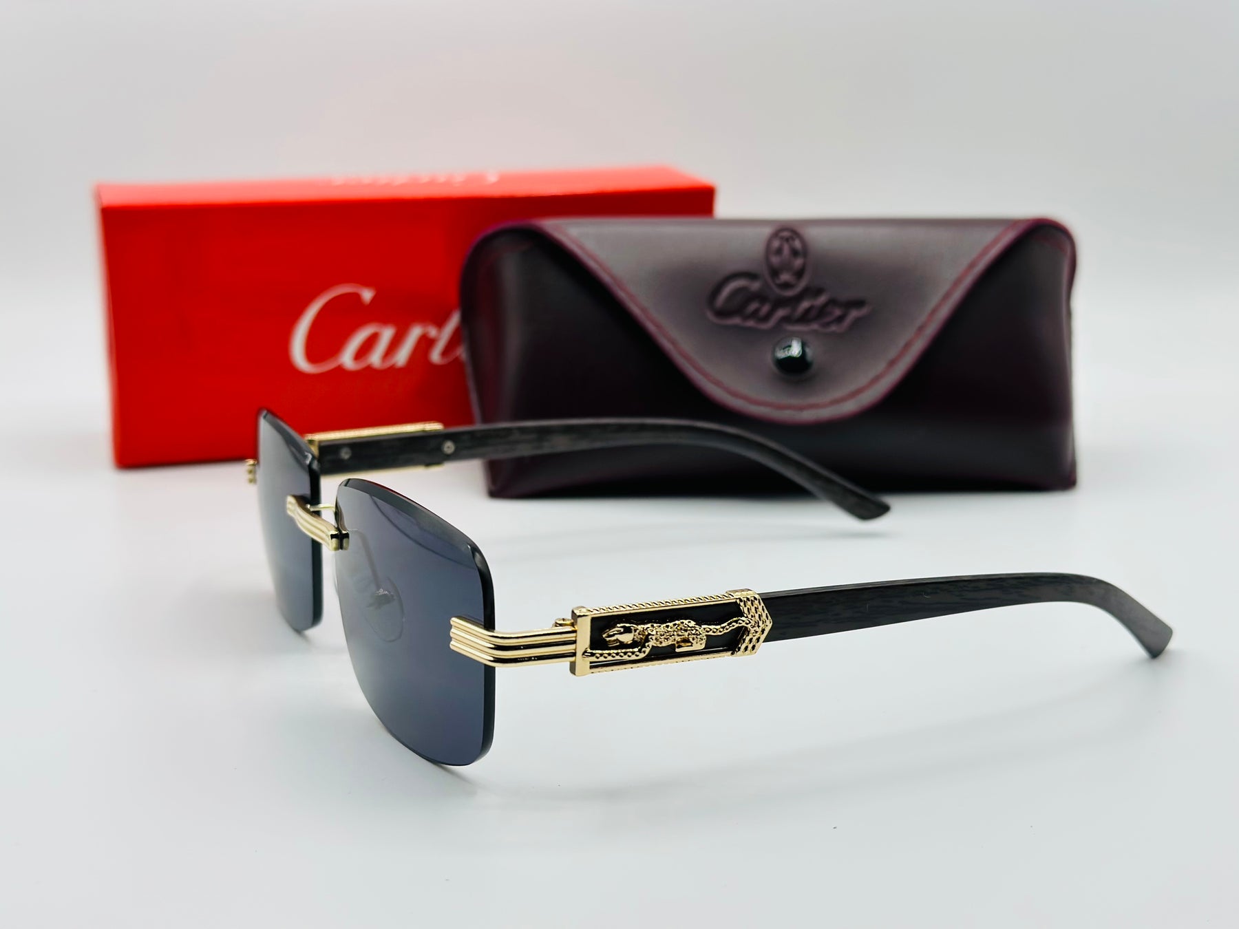 Tiger Black Cartier rimless luxury sunglasses 🕶️