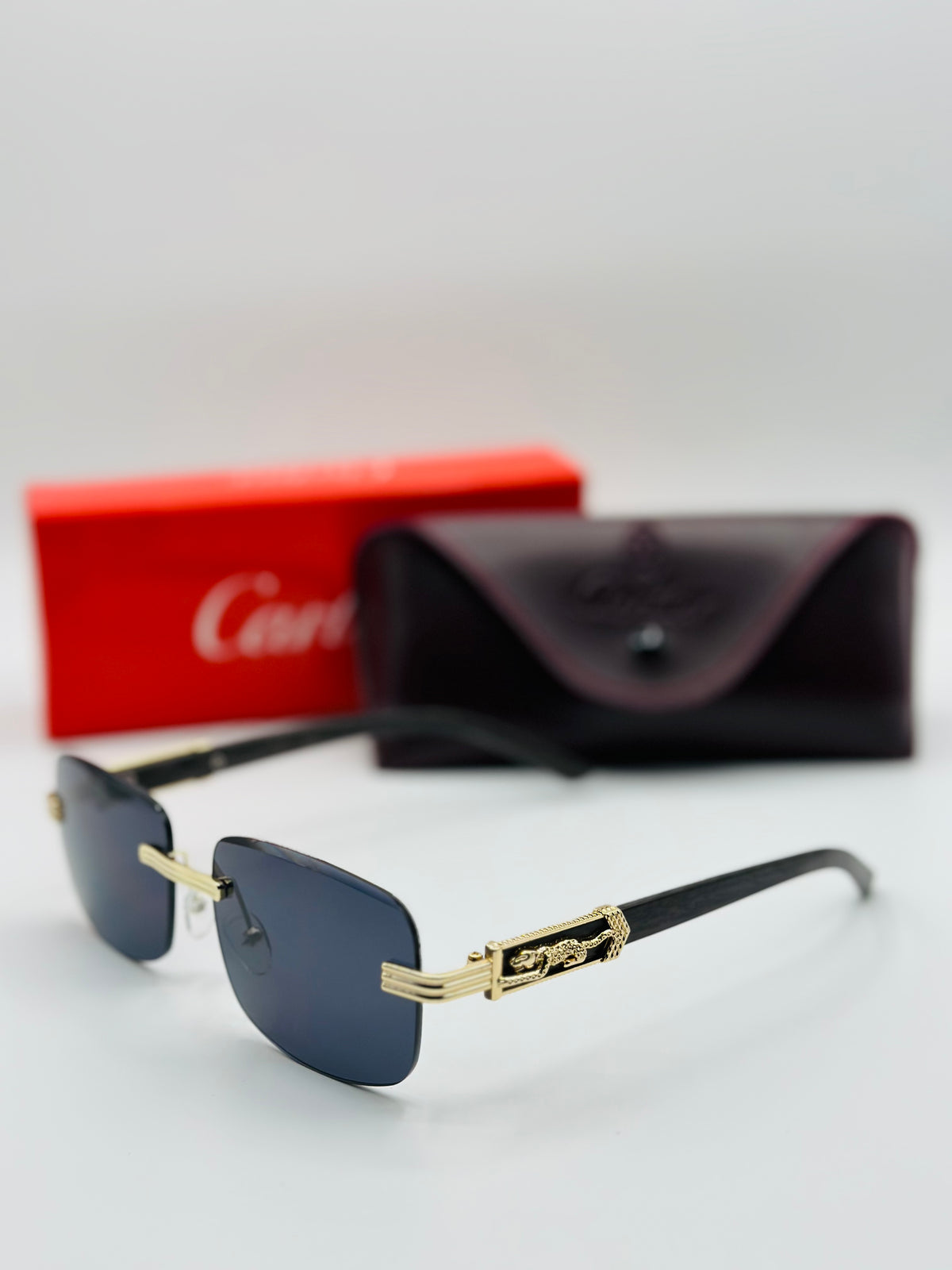 Tiger Black Cartier rimless luxury sunglasses 🕶️